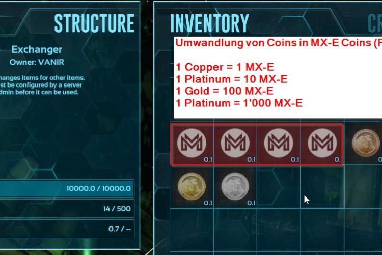 Umwandlung von Coins in MX-E Coins (Punkte)